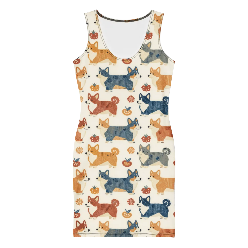 Foxfire Corgis on Bodycon Dress — Front