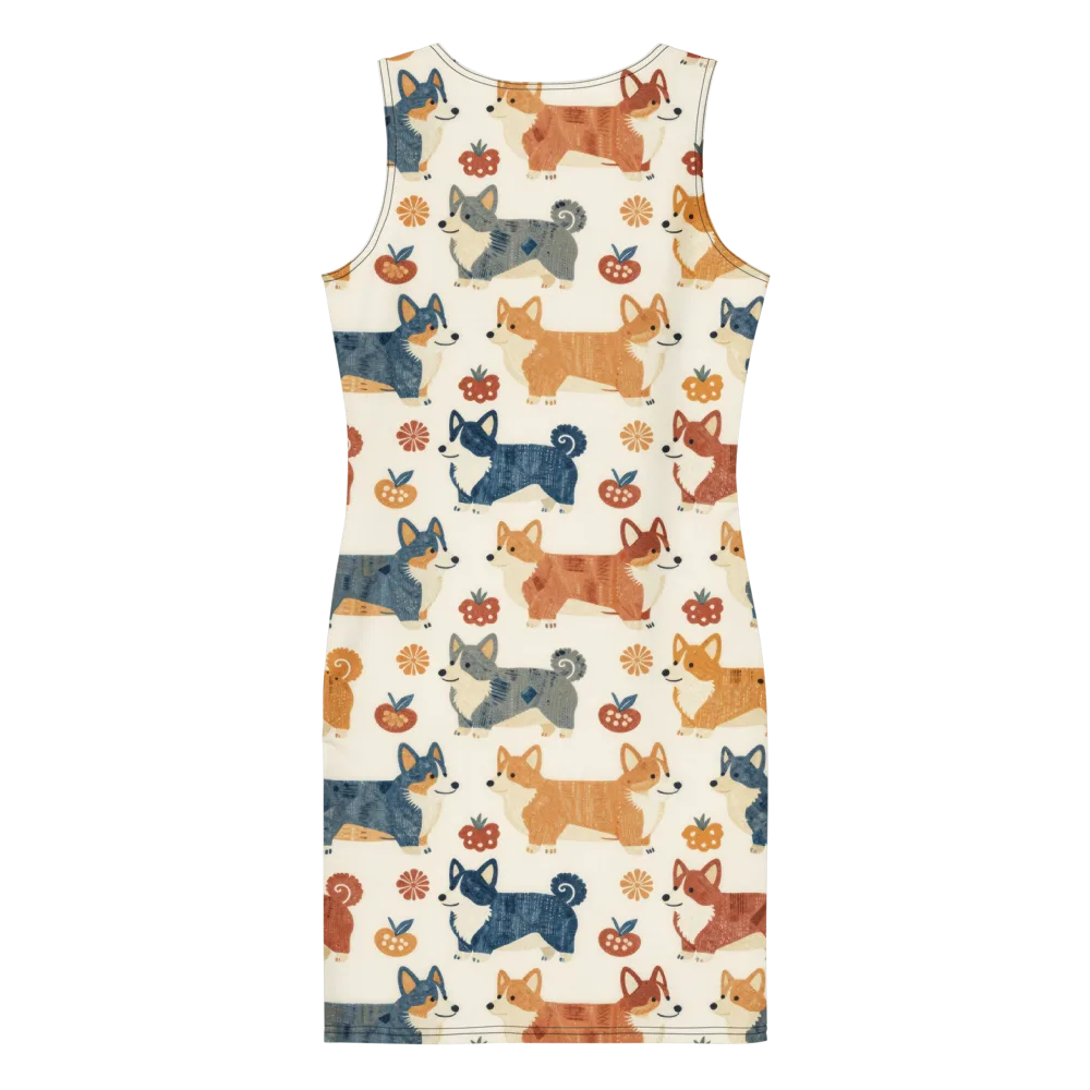 Foxfire Corgis on Bodycon Dress — Back