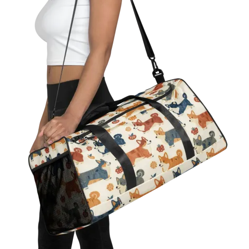 Foxfire Corgis on a Duffle Bag