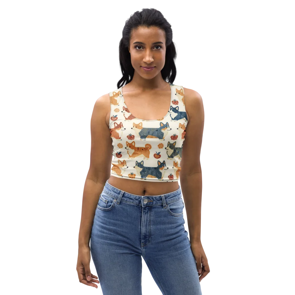 Foxfire Corgis on Crop Top — Front