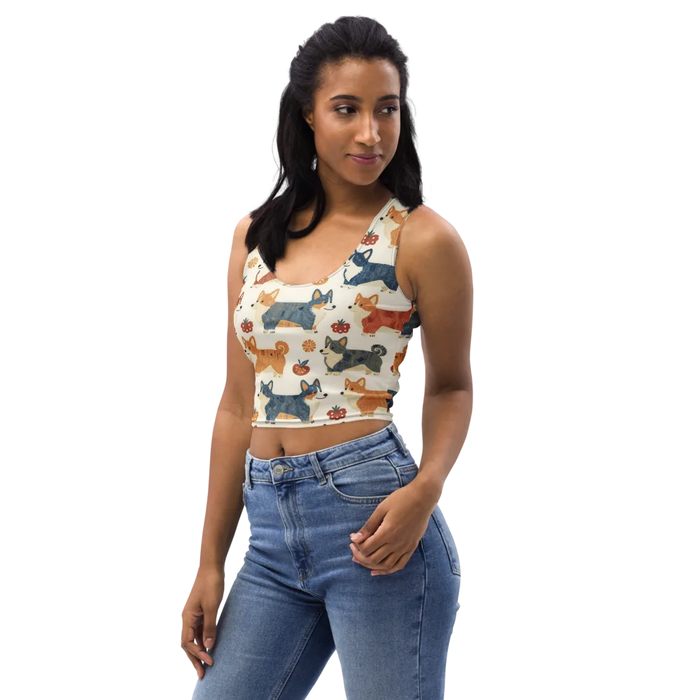 Foxfire Corgis on Crop Top — Left Front