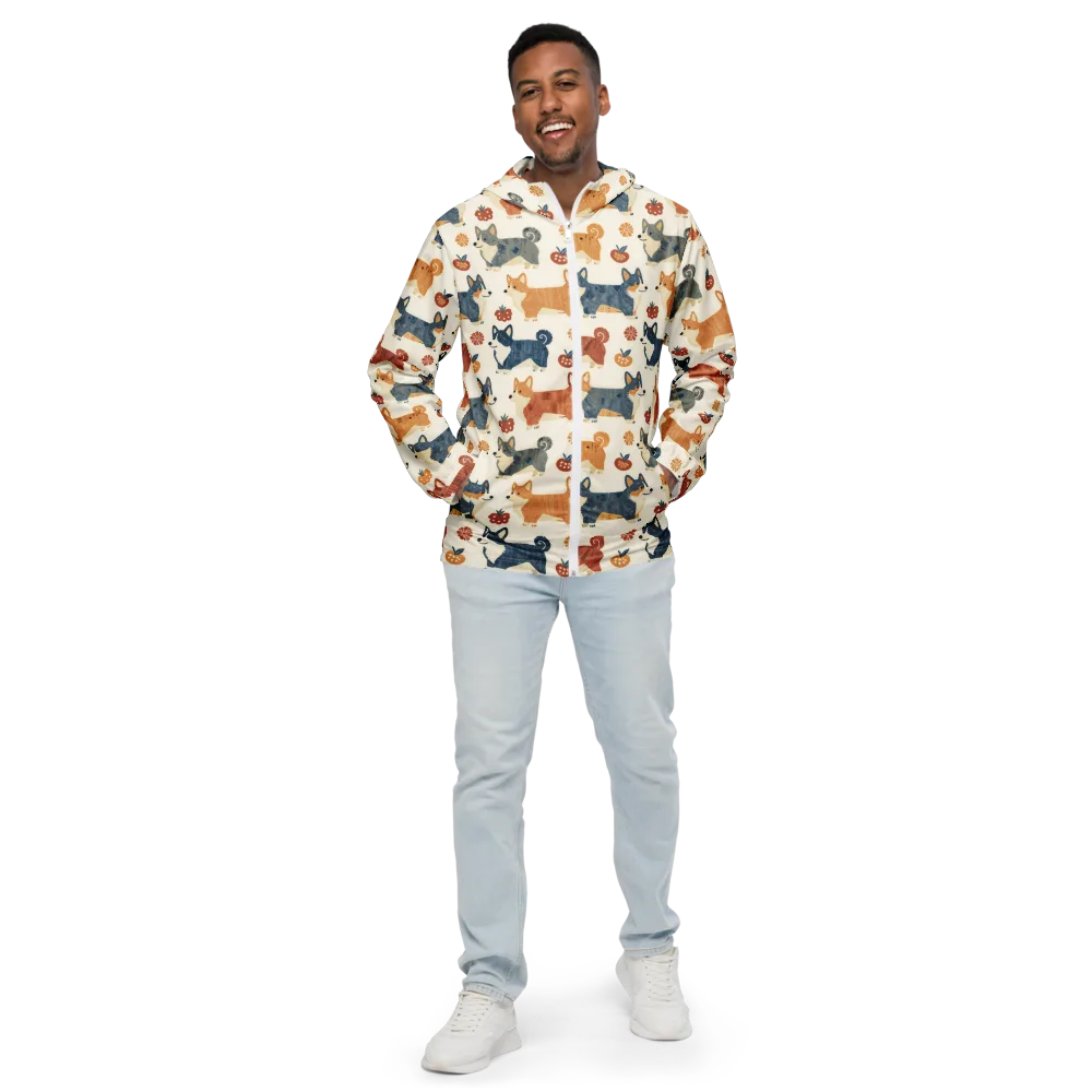 Foxfire Corgis on Men's Windbreaker — Front