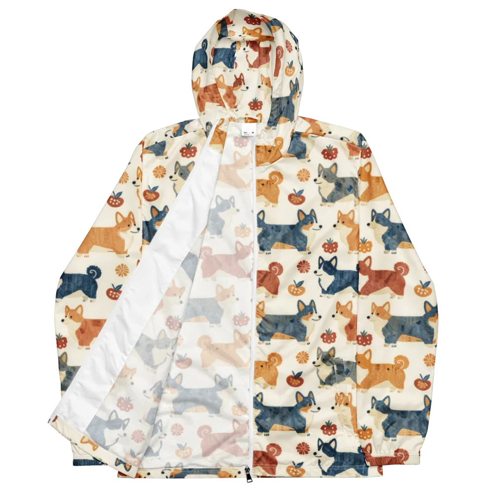 Foxfire Corgis on Men's Windbreaker — Front