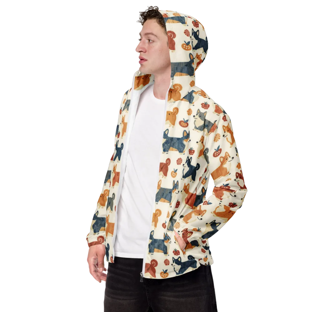Foxfire Corgis on Men's Windbreaker — Left Front