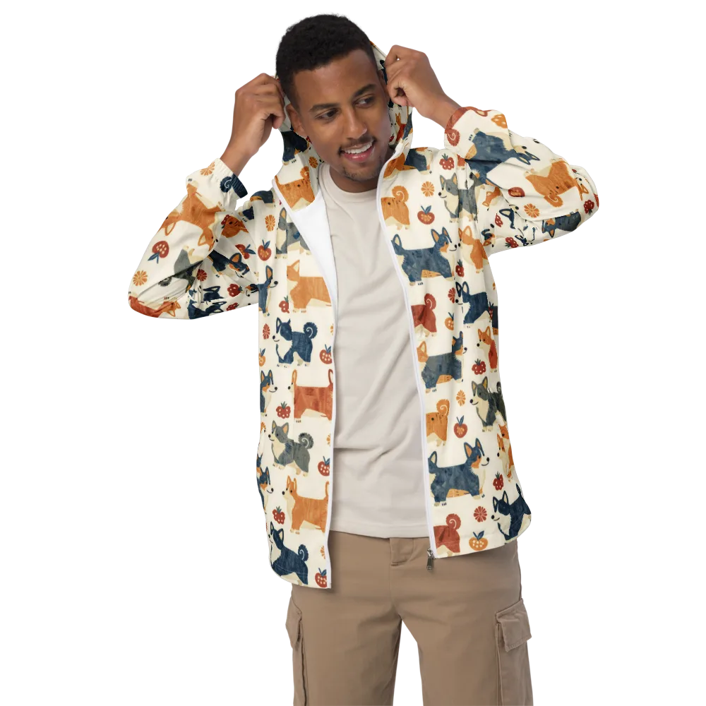 Foxfire Corgis on Men's Windbreaker — Front