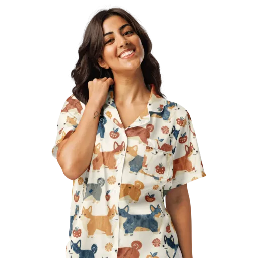 Foxfire Corgis on a Women's Short Sleeve Pajama Top