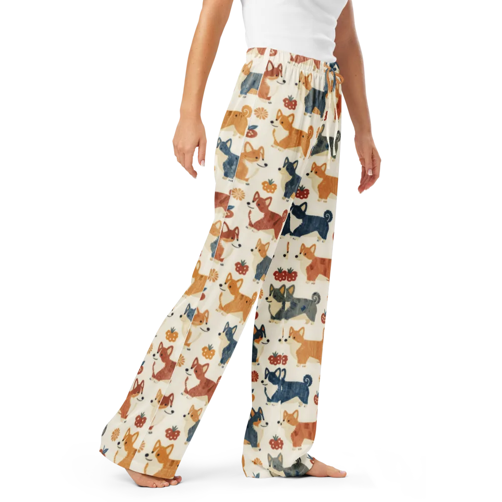 Foxfire Corgis on Women's Pajama Pants — Right Front