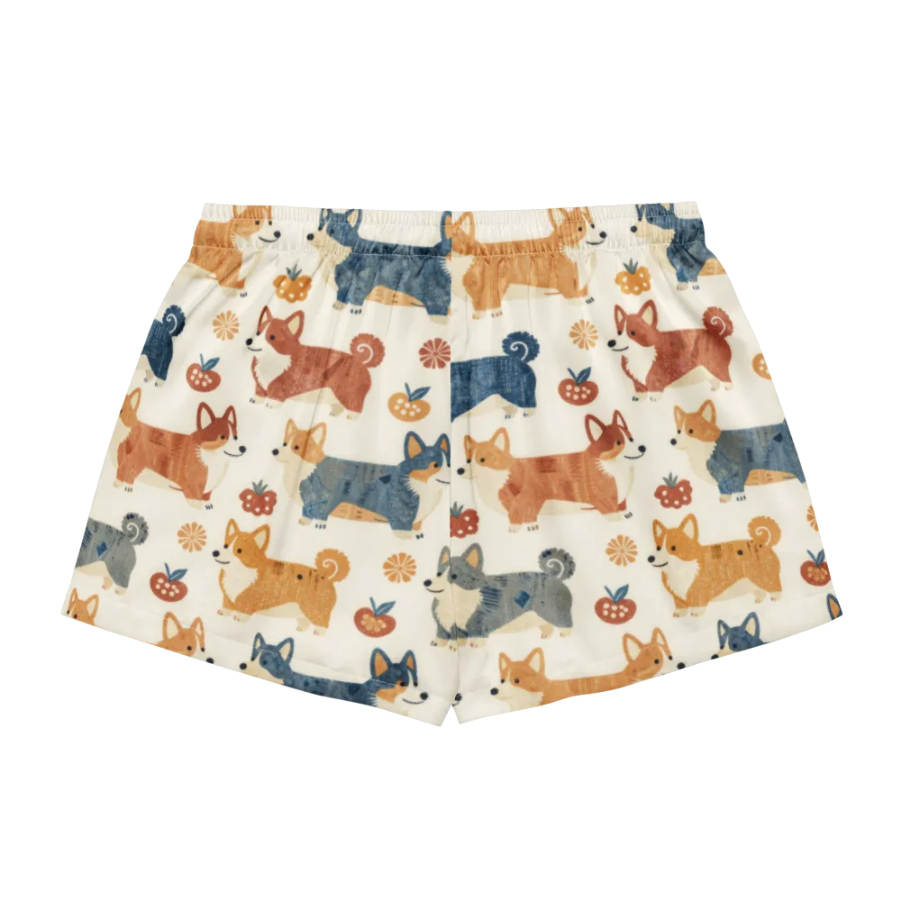 Foxfire Corgis on Women's Pajama Shorts — Back