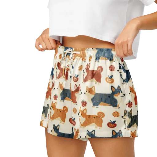 Foxfire Corgis on a Women's Pajama Shorts