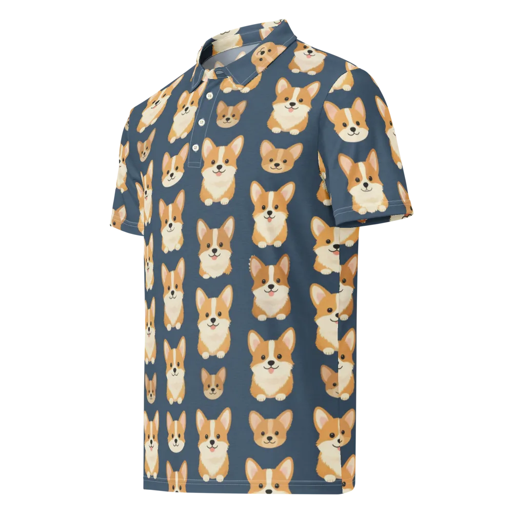 The Corgi Collective on Men's Slim Fit Polo Shirt — Left Front