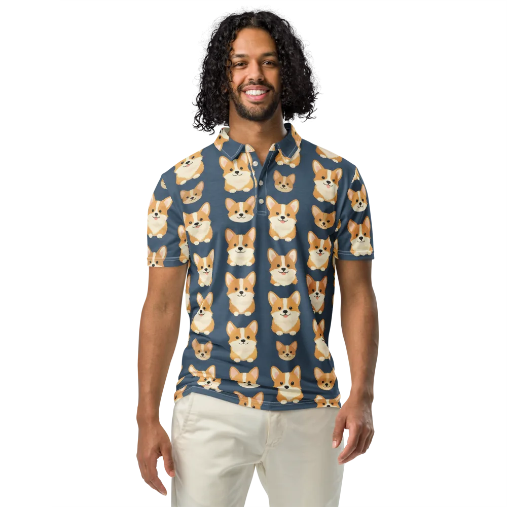 The Corgi Collective on Men's Slim Fit Polo Shirt — Front