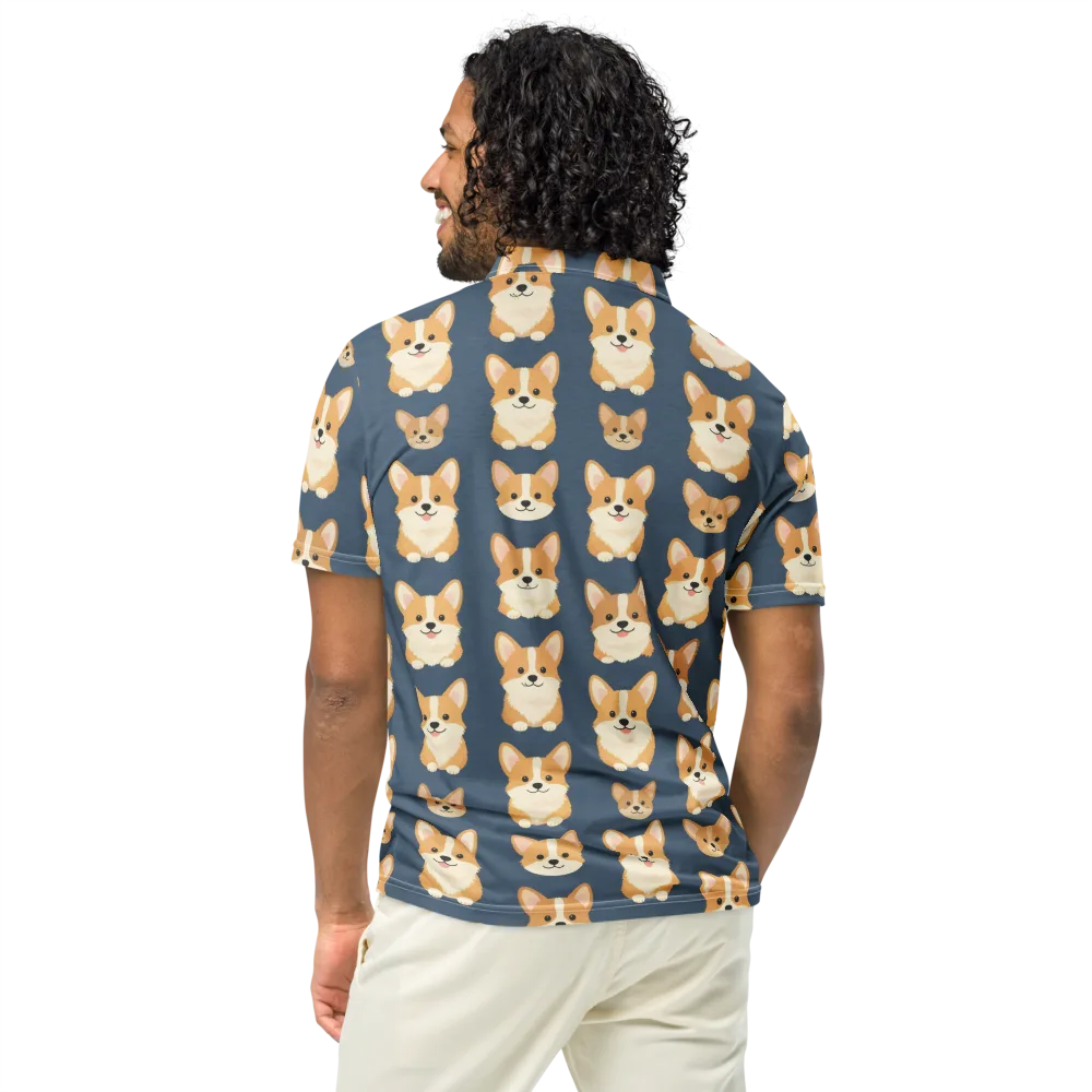 The Corgi Collective on Men's Slim Fit Polo Shirt — Back
