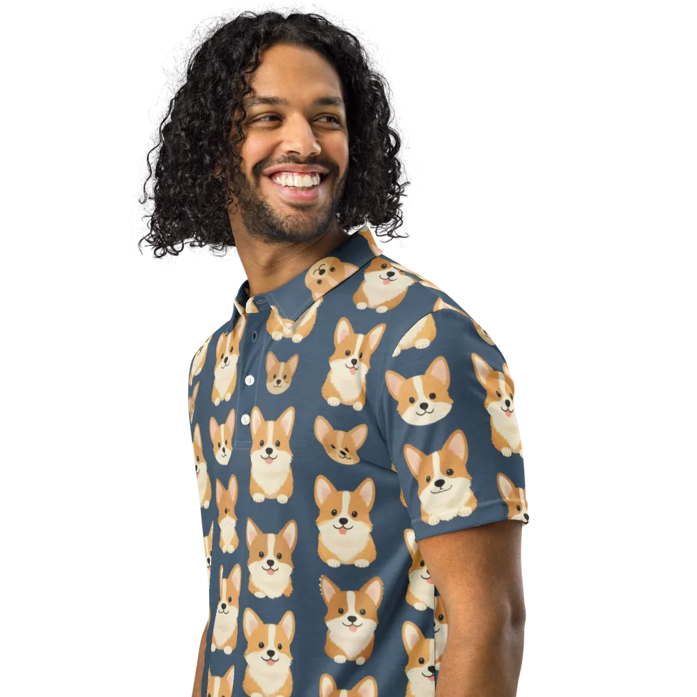 The Corgi Collective on Men's Slim Fit Polo Shirt — Left Front