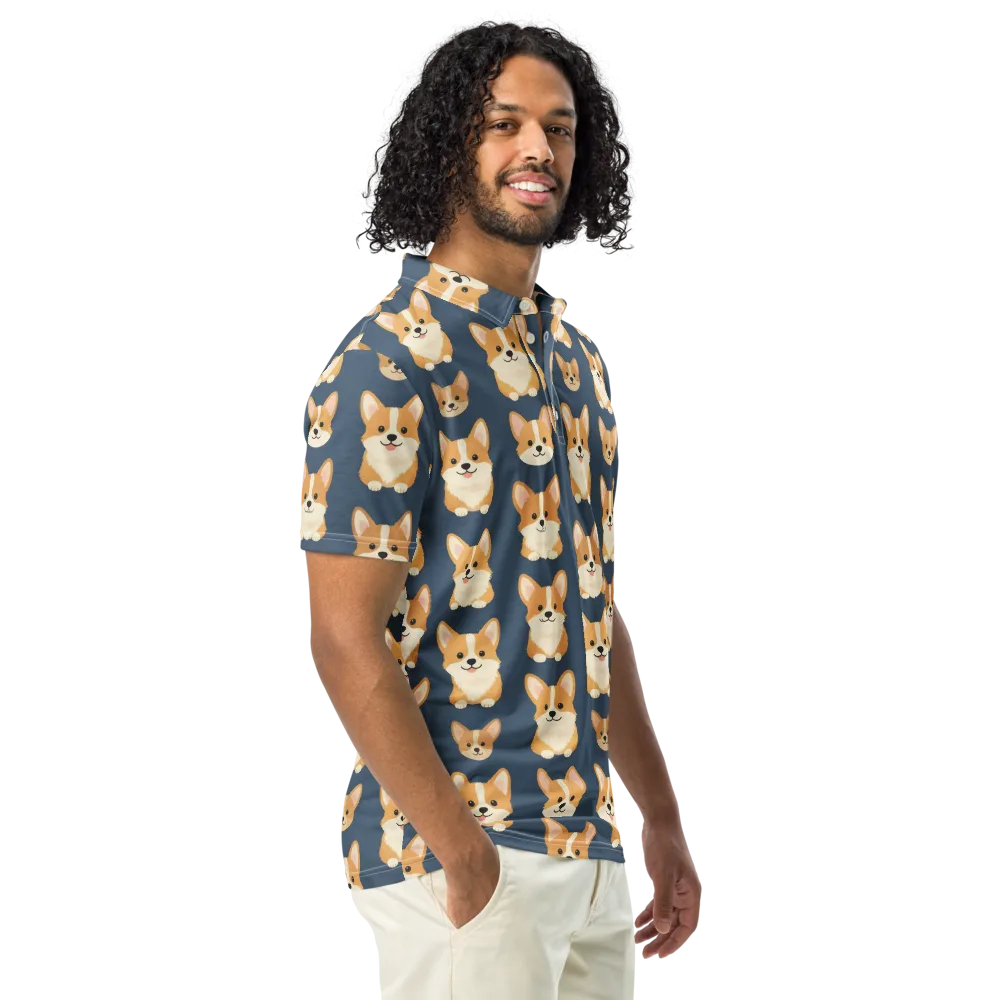 The Corgi Collective on Men's Slim Fit Polo Shirt — Right Front