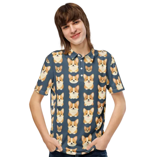 The Corgi Collective on a Men's Slim Fit Polo Shirt