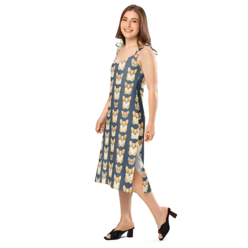 The Corgi Collective on a Slip Dress