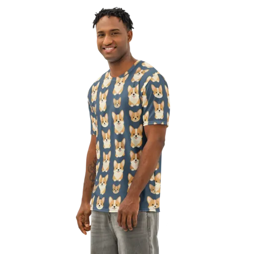 The Corgi Collective on a Men's Cotton Crew Neck T-Shirt