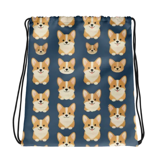 The Corgi Collective on a Drawstring Bag