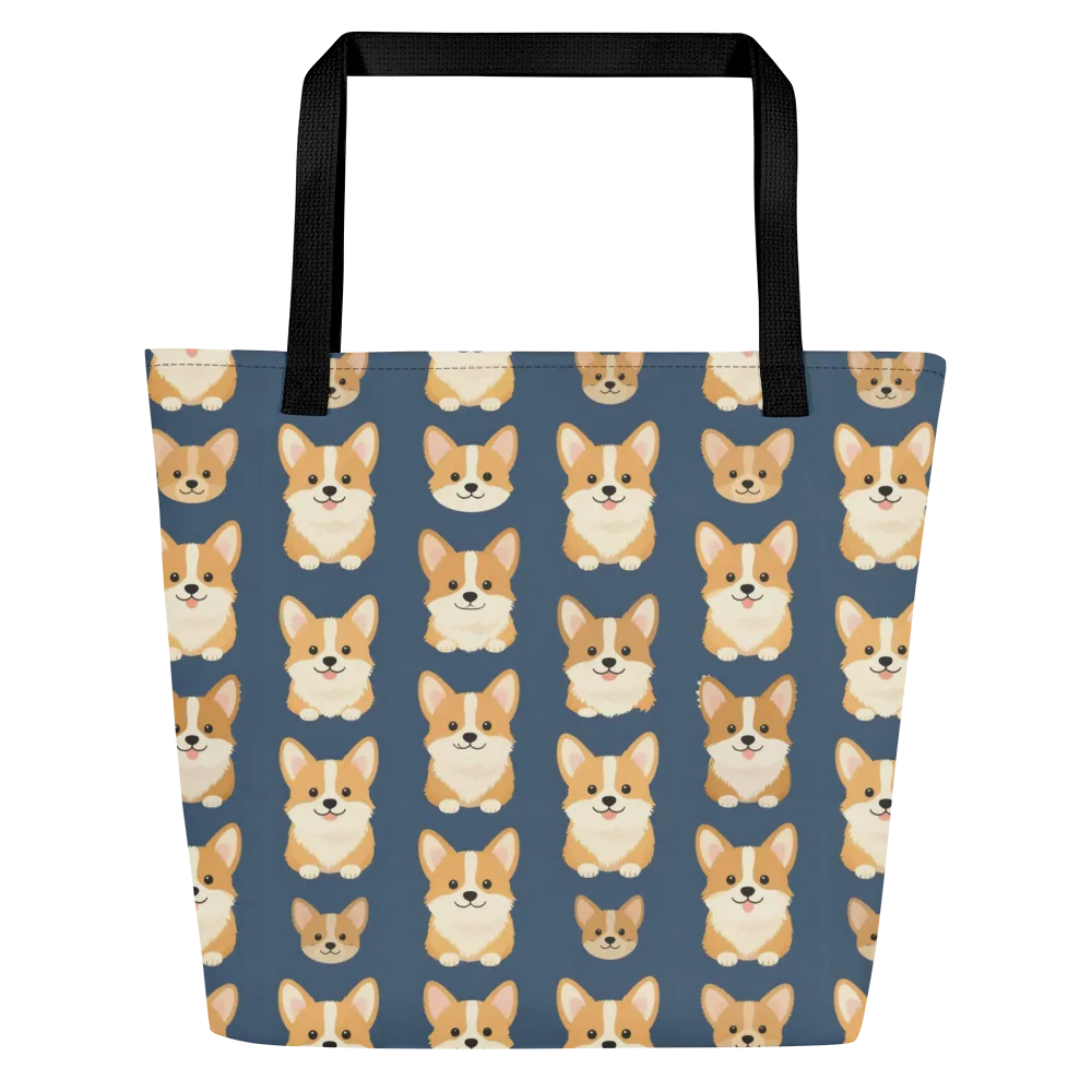 The Corgi Collective on Large Tote Bag W/ Pocket — Front