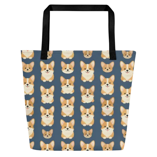 The Corgi Collective on a Large Tote Bag W/ Pocket