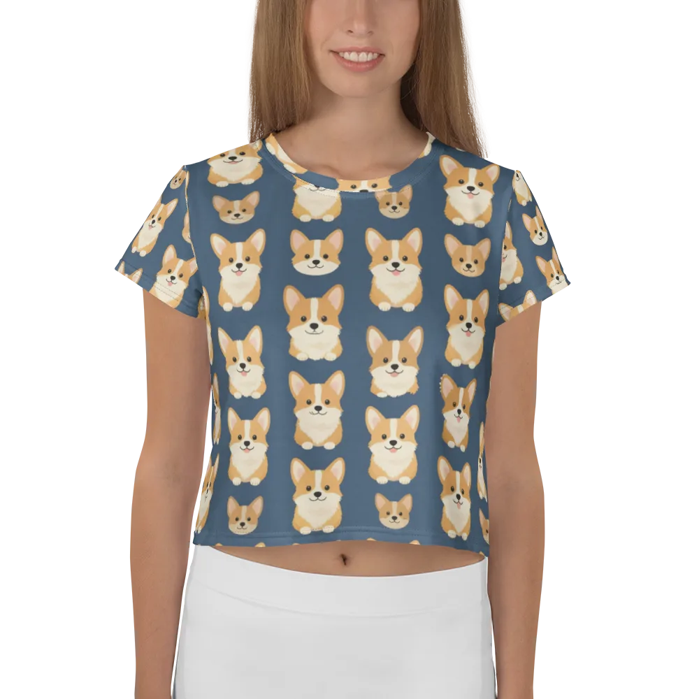 The Corgi Collective on Crop Tee — Front