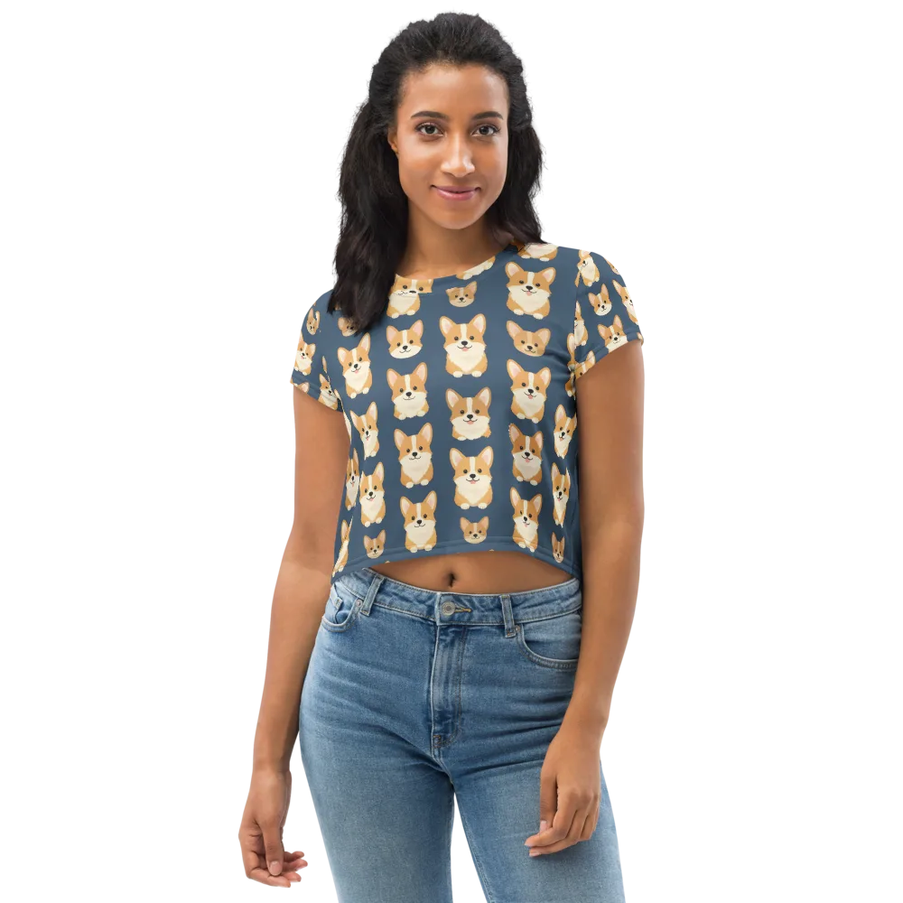 The Corgi Collective on Crop Tee — Front