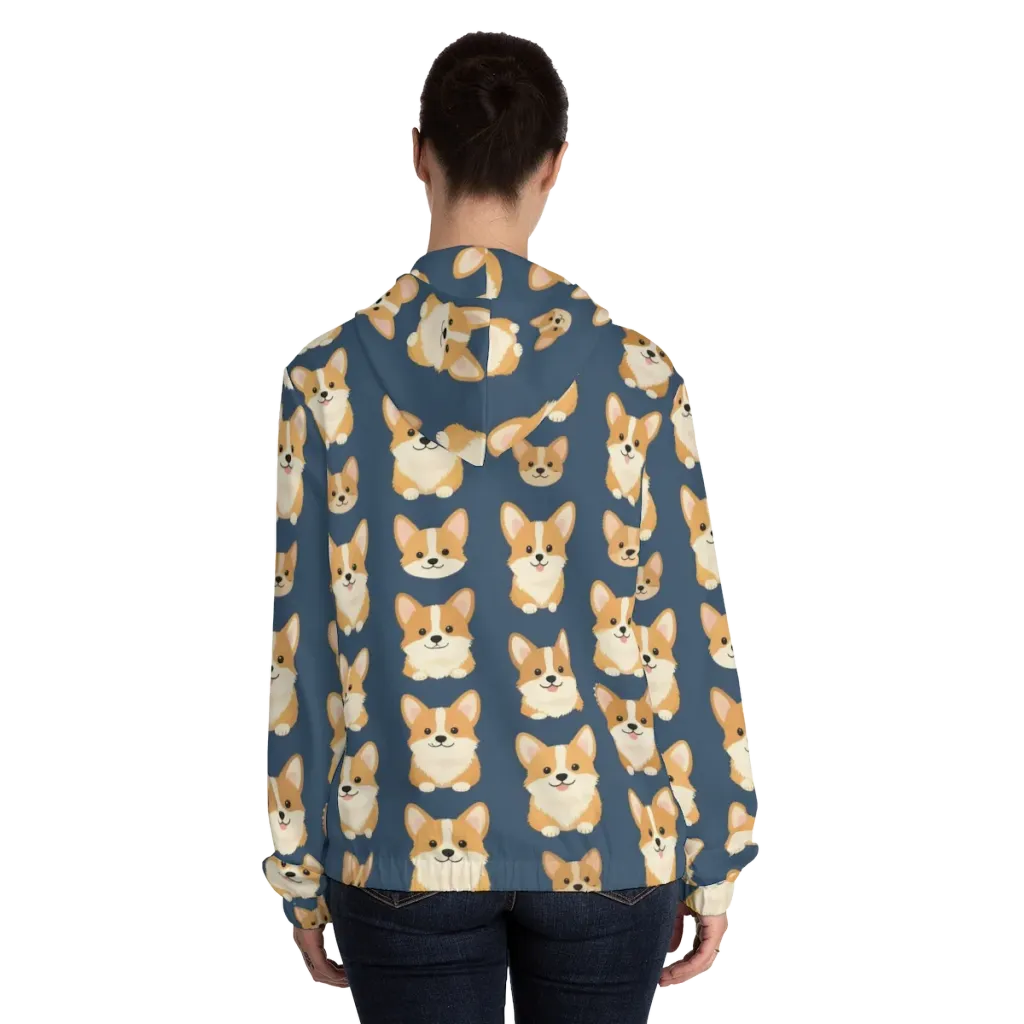 The Corgi Collective on Women's Full-Zip Hoodie — Back On Person