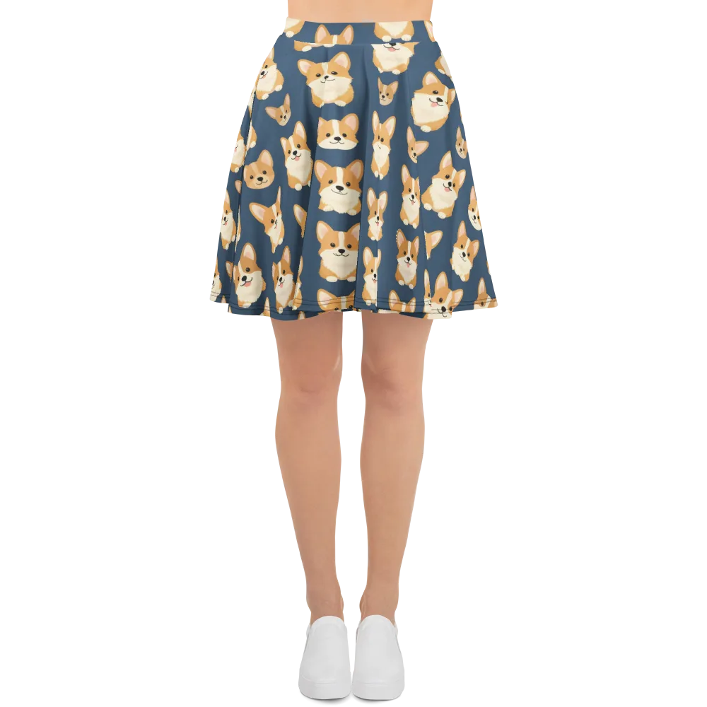 The Corgi Collective on Skater Skirt — Front