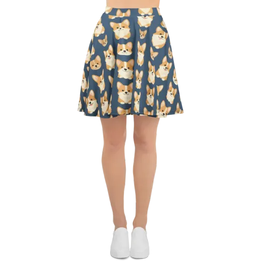 The Corgi Collective on a Skater Skirt