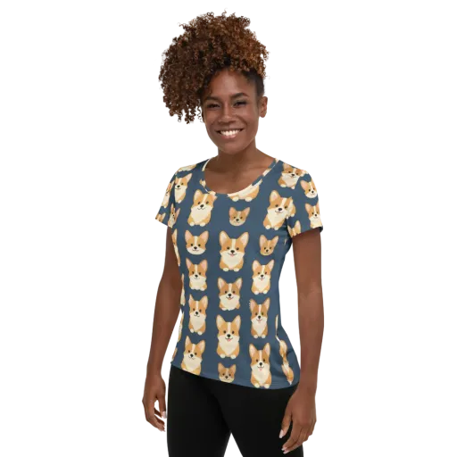The Corgi Collective on a Women's Athletic T-Shirt