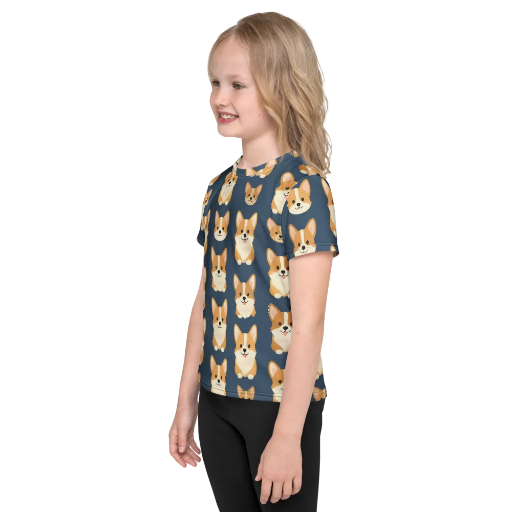 The Corgi Collective on Kids Crew Neck T-Shirt — Left