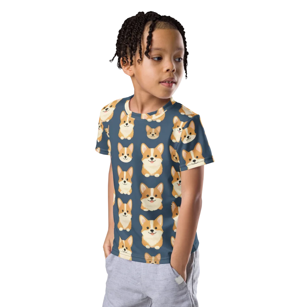 The Corgi Collective on Kids Crew Neck T-Shirt — Left Front