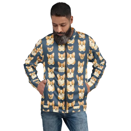 The Corgi Collective on a Bomber Jacket