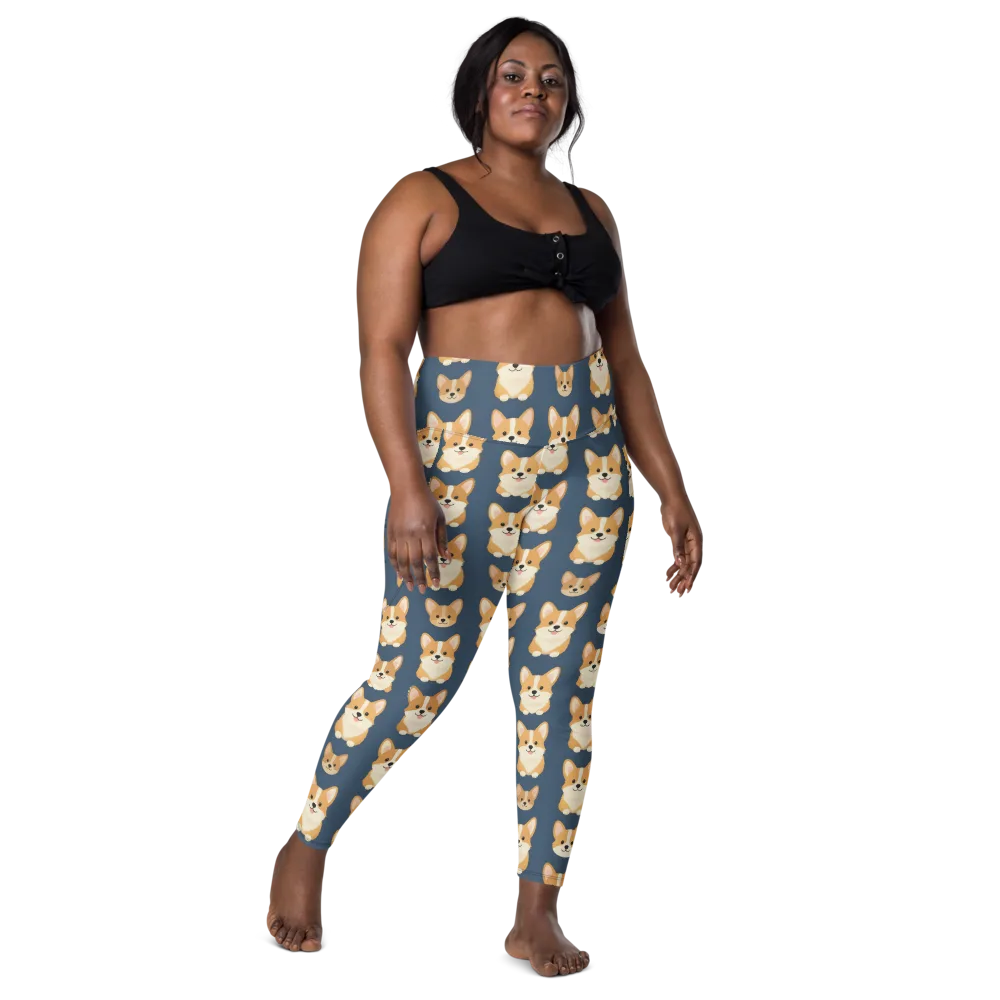 The Corgi Collective on Leggings with Pockets — Front
