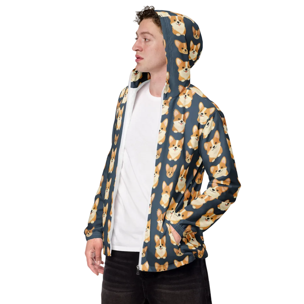 The Corgi Collective on Men's Windbreaker — Left Front