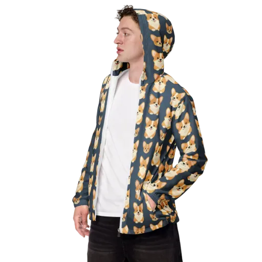The Corgi Collective on a Men's Windbreaker