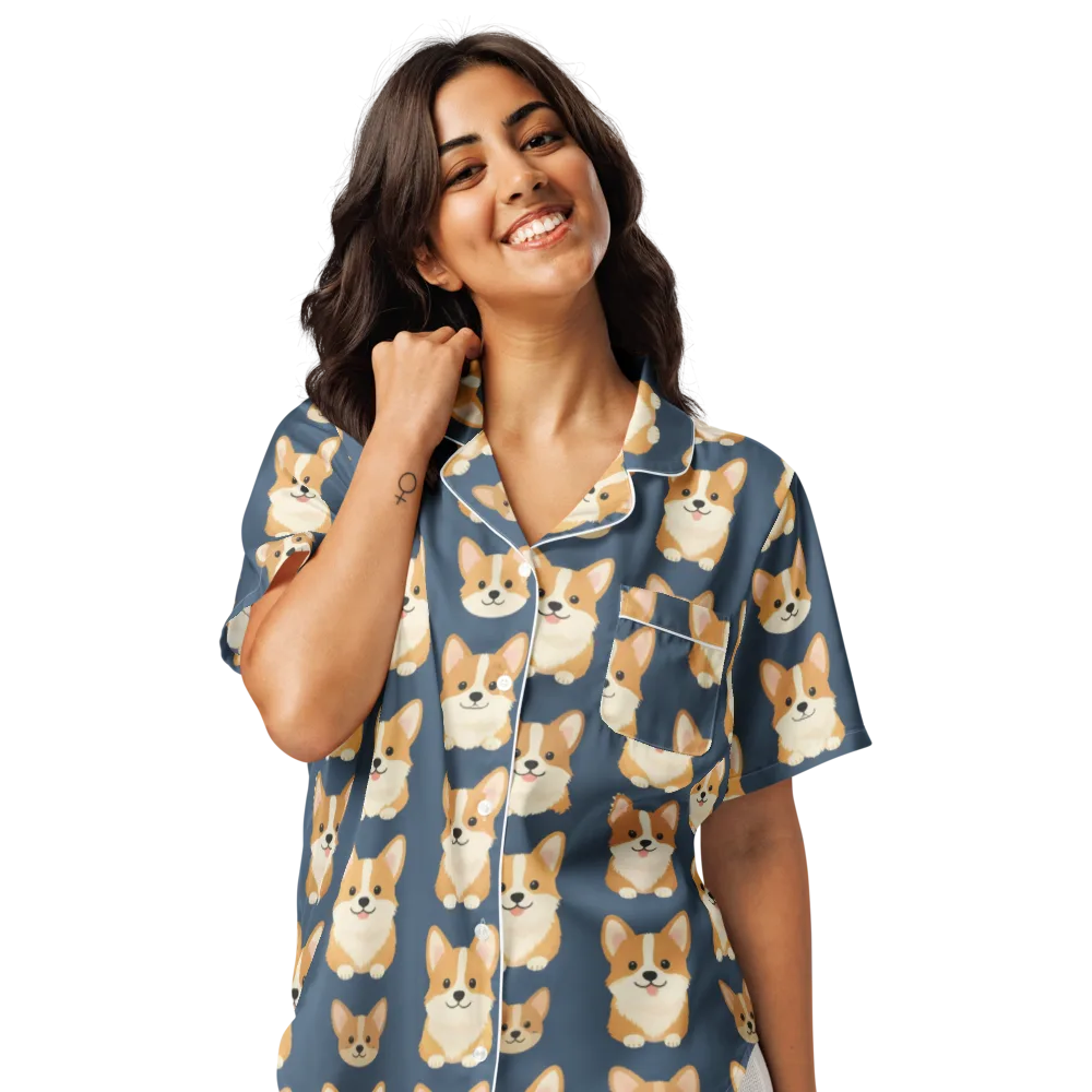 The Corgi Collective on Women's Short Sleeve Pajama Top — Front