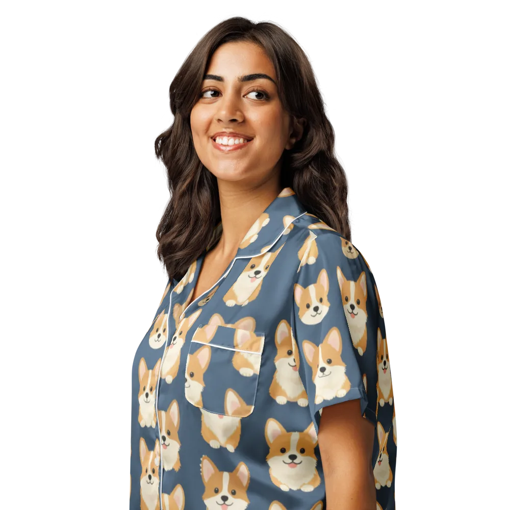 The Corgi Collective on Women's Short Sleeve Pajama Top — Left Front