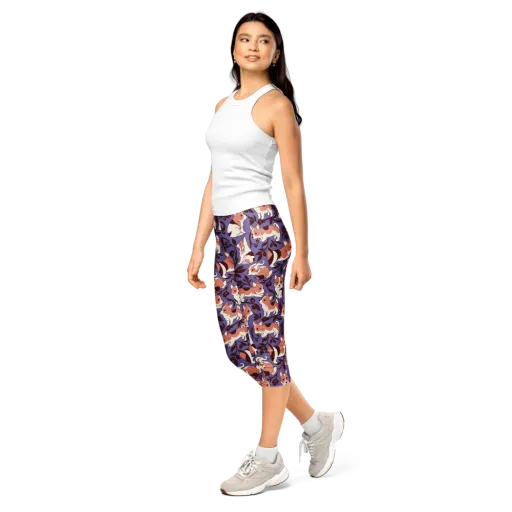 Corgi Damask on a Capri Leggings