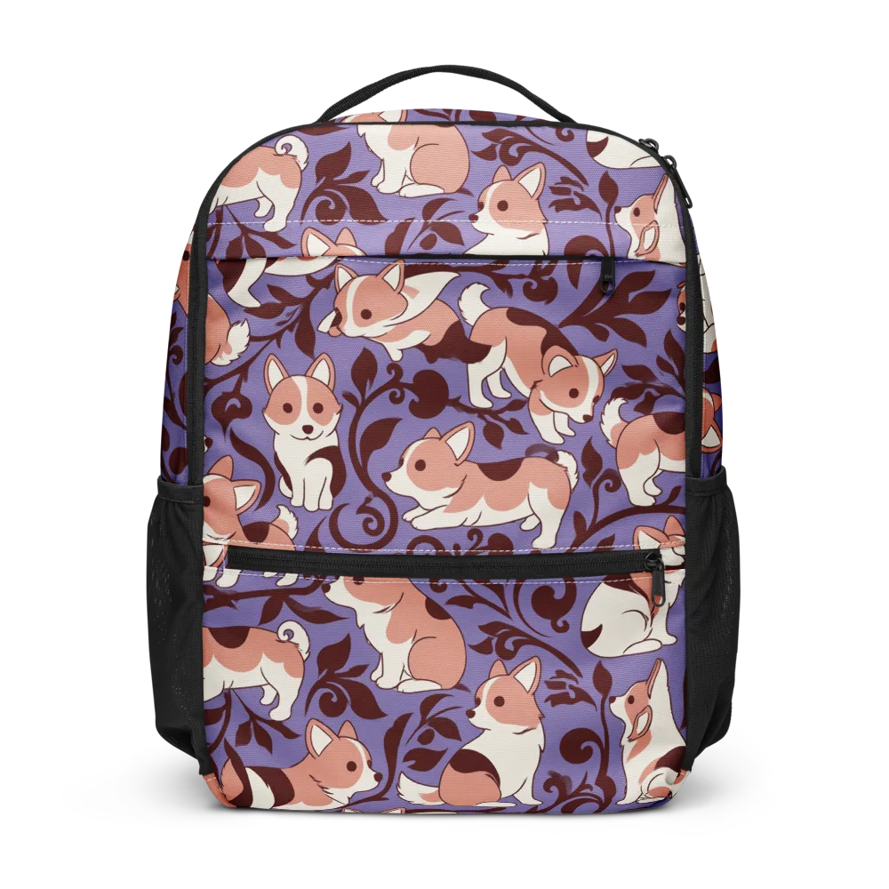 Corgi Damask on Utility Backpack — Front