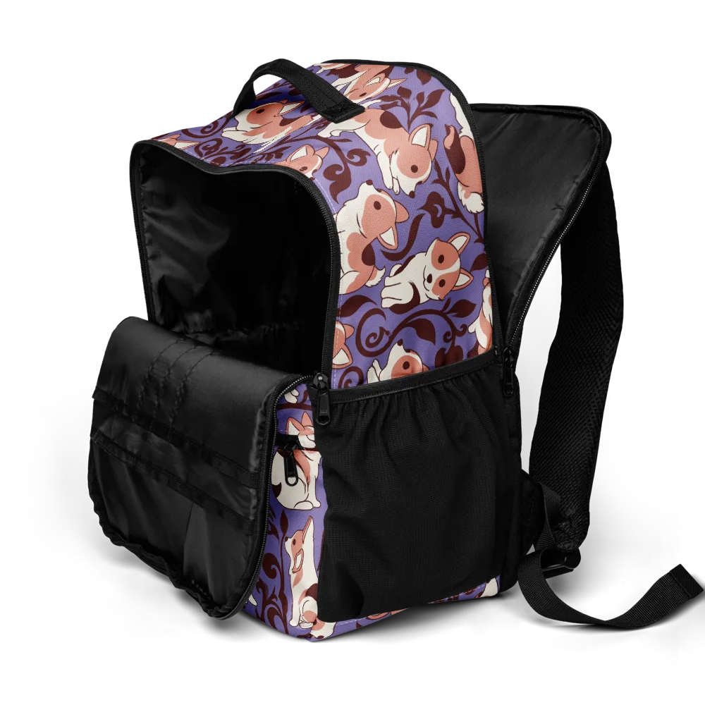 Corgi Damask on Utility Backpack — Product details 2