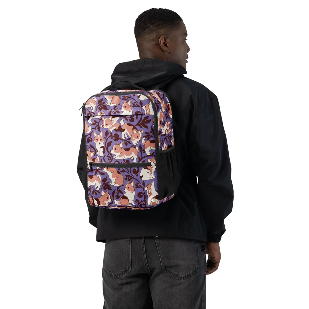 Corgi Damask on Utility Backpack — Back