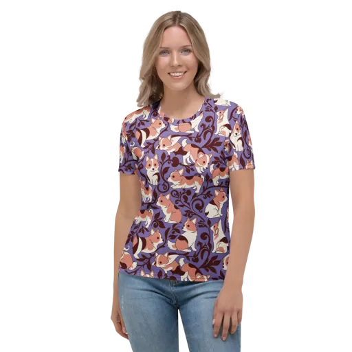 Corgi Damask on a Women's Crew Neck T-Shirt