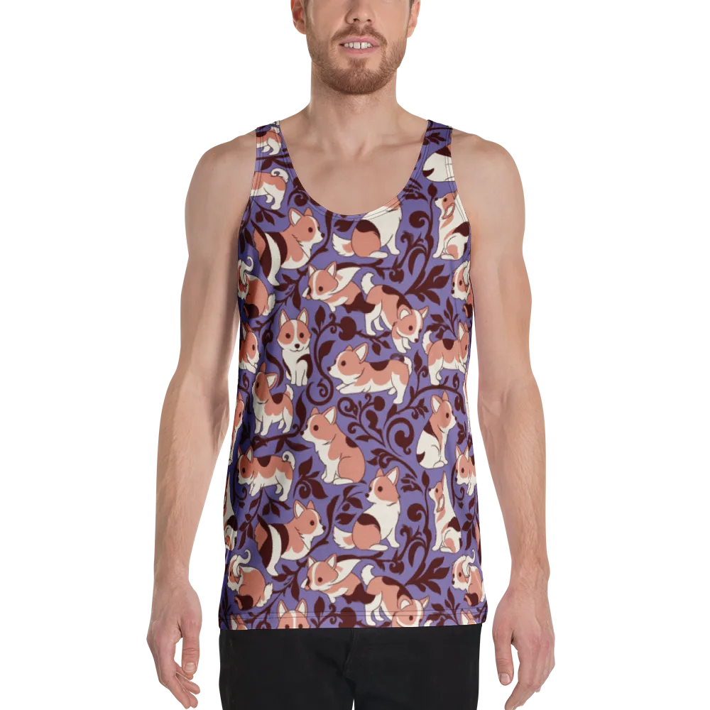 Corgi Damask on Men's Tank Top — Front