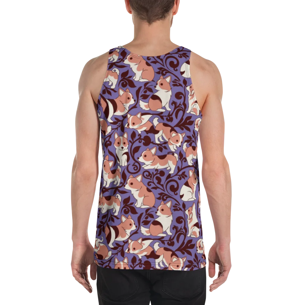Corgi Damask on Men's Tank Top — Back