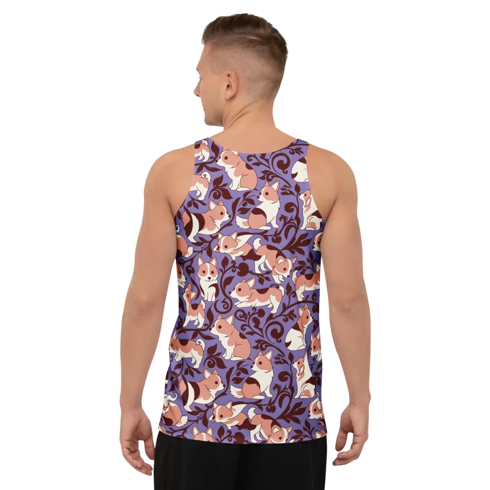 Corgi Damask on Men's Tank Top — Back