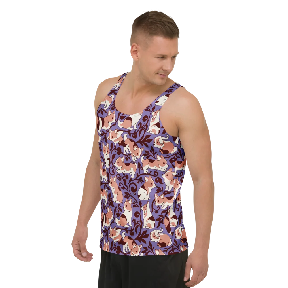 Corgi Damask on Men's Tank Top — Left Front