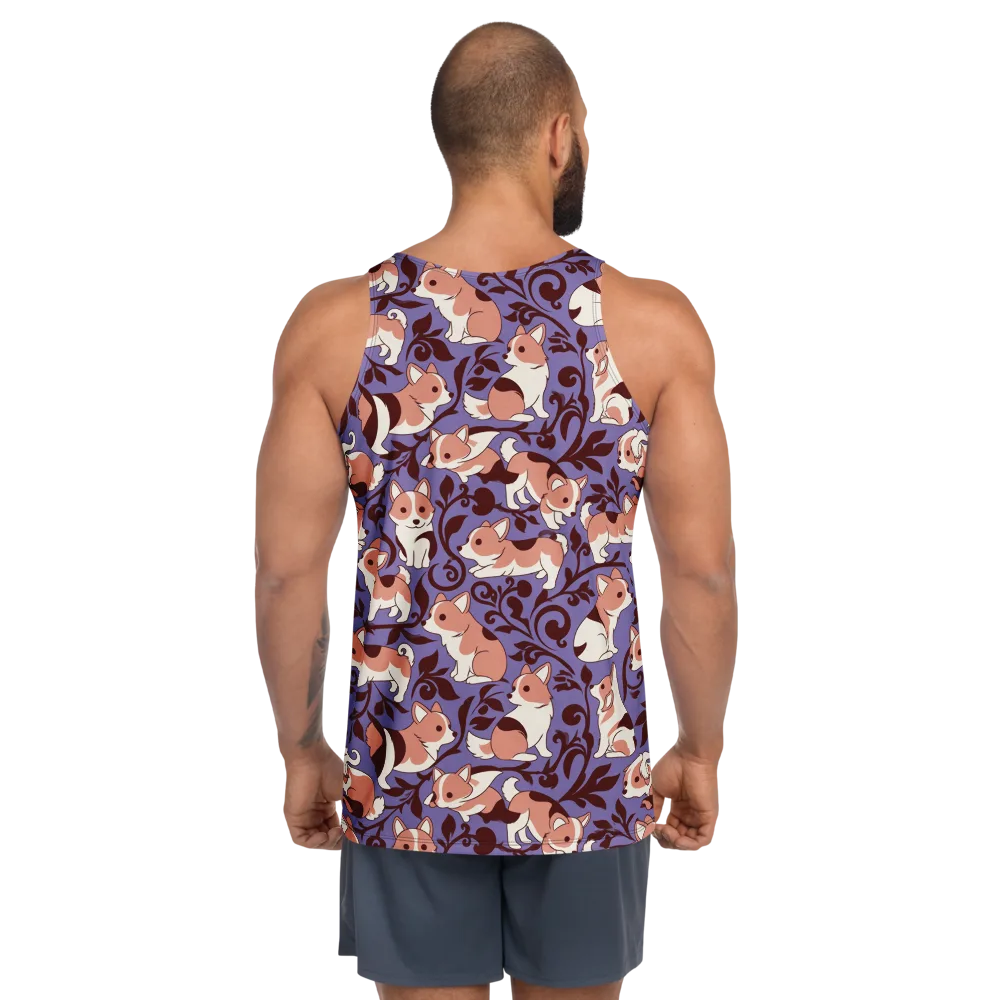 Corgi Damask on Men's Tank Top — Back