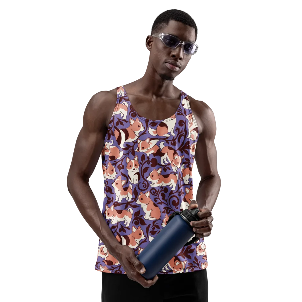 Corgi Damask on Men's Tank Top — Front