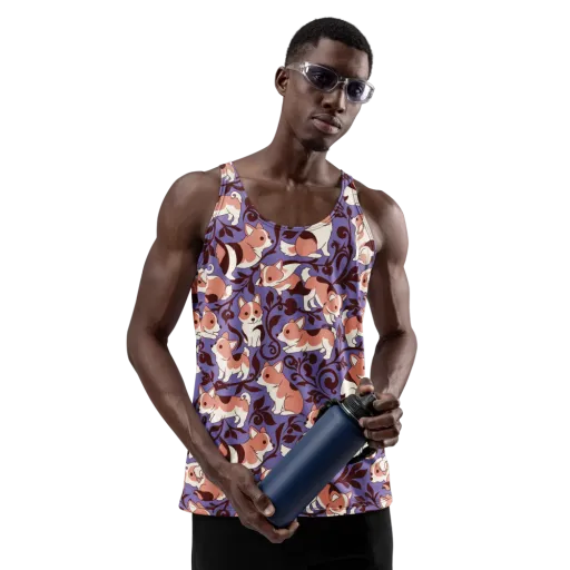 Corgi Damask on a Men's Tank Top
